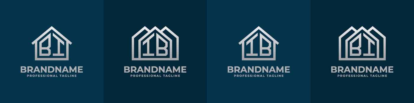 Letter BI and IB Home Logo Set. Suitable for any business related to house, real estate, construction, interior with BI or IB initials. vector