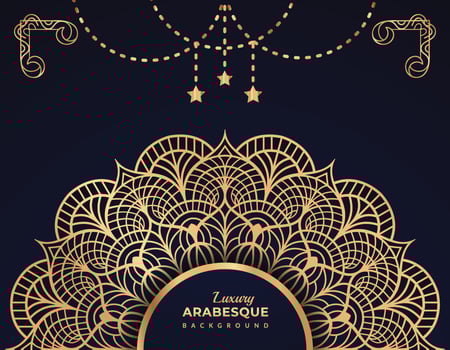 Luxury arabesque mandala background in gold color islamic style vector