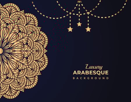 Luxury arabesque mandala background in gold color islamic style vector