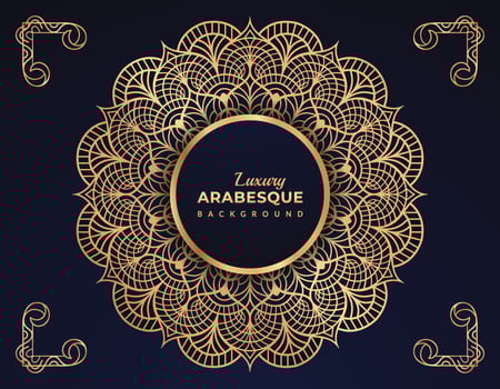 Luxury arabesque mandala background in gold color islamic style vector