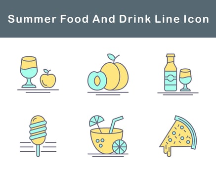 Summer Food And Drink Vector Icon Set