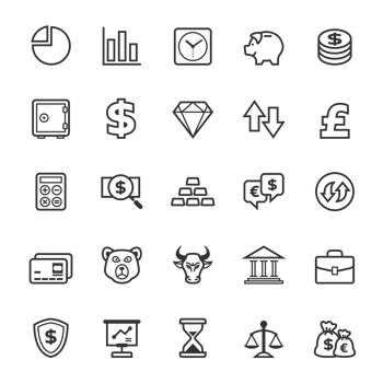 Set of Outline stroke Finance and Stock icon png