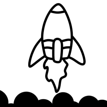 Rocket icon on white background,rocket outline, thin, flat, digital icon for web vector