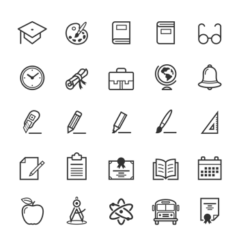 Set of Outline stroke Education icon png