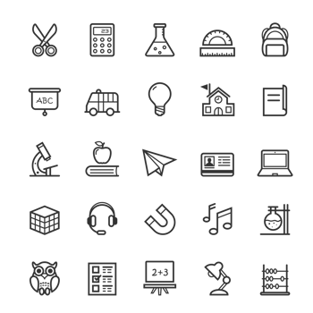 Set of Outline stroke Education icon png