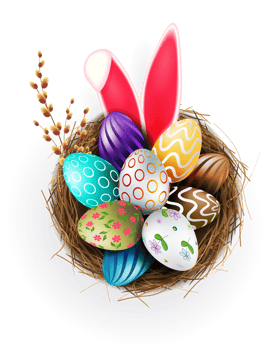Easter  eggs in a nest, isolated design element. png
