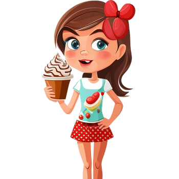 Pretty Girls Character holding cone ice cream cartoon png