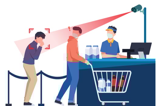 security camera with covid 19 people vector