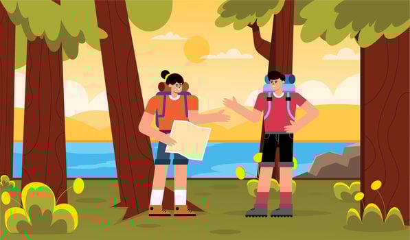 Trendy Forest Camping vector