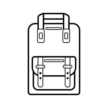 Stylish backpack with one big pocket, simple linear icon isolated on white background. Trendy hipster backpack. Badge, emblem, logo for apps and websites. Vector illustration