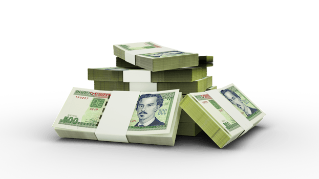 3d rendering of Stack of Cuban Peso notes. bundles of Cuban currency notes png