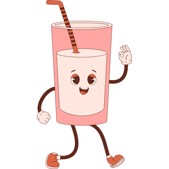 Cute character milk in  glass png