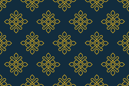 Yellow Ornament Line Seamless Pattern Background. Vector Illustration for Elegant Design. Abstract Floral Pattern. Stylish Decorative Bright Label Set. Fashion Universal Pattern.