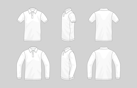 White Outlined Polo T-Shirt Mock Up vector