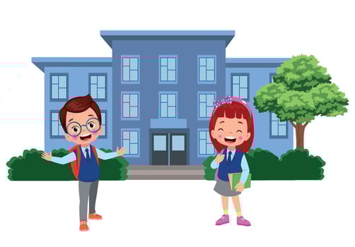 cute student boy in school uniform vector