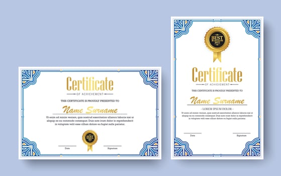 Achievement certificate best award diploma vector