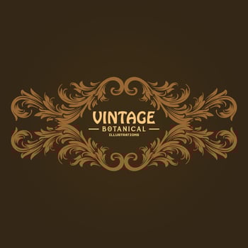 Vintage badge frame floral botanical ornament illustrations vector