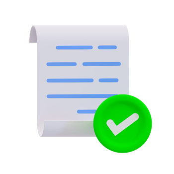 3d file correct. paperwork approved. document with a green check mark. 3d illustration. png