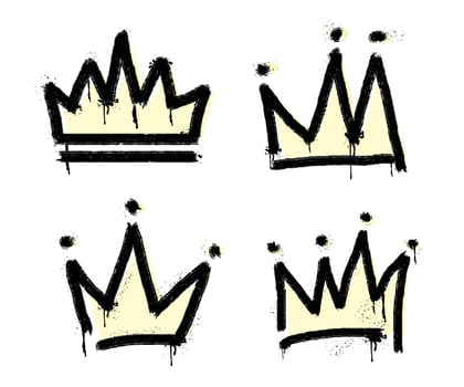 collection of spray painted graffiti crown sign in black over white. Crown drip symbol. isolated on white background. vector illustration