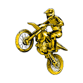 Motocross racer, rider. Hand drawn illustration, monochrome color. Dirt Bike, Extreme Sport, Vehicle, Motorcycle Community. Perfect for t-shirts, sticker, print, etc. vector
