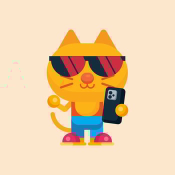 Cute cat maskot character with flat design illustrator vector