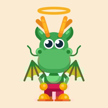 Funny cartoon maskot dragon character flat design illustration vector