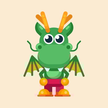 Funny cartoon maskot dragon character flat design illustration vector