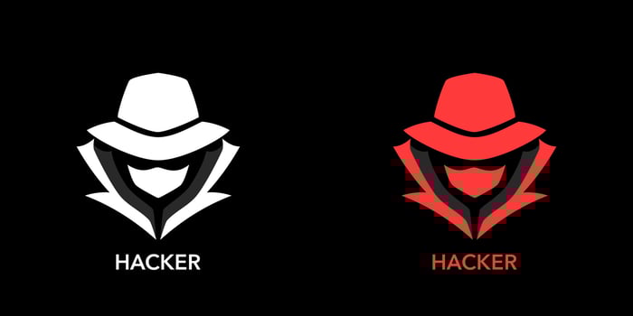 Red Hat and White Hat. Logo Secret service agent. Spy Agent, Secret, Agent, Hacker. vector