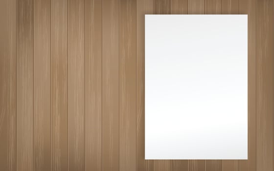 White paper sheet on wood texture background. Vector. vector