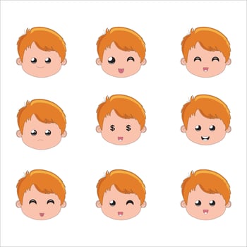 set of faces,Set boy emotion faces. Vector illustration kid portrait icon with different expression,vector emotion face kid