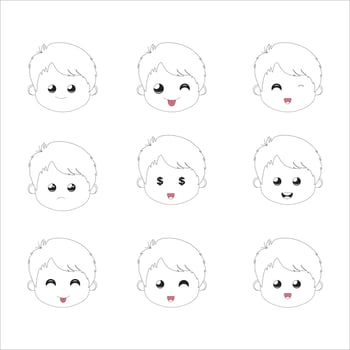 set of faces,Set boy emotion faces. Vector illustration kid portrait icon with different expression,vector emotion face kid