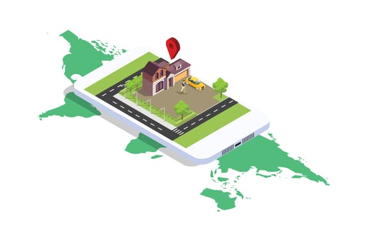 Modern design isometric illustration of Mobile Navigation. Suitable for Diagrams, Infographics, Book Illustration, Game Asset, And Other Graphic Related Assets vector