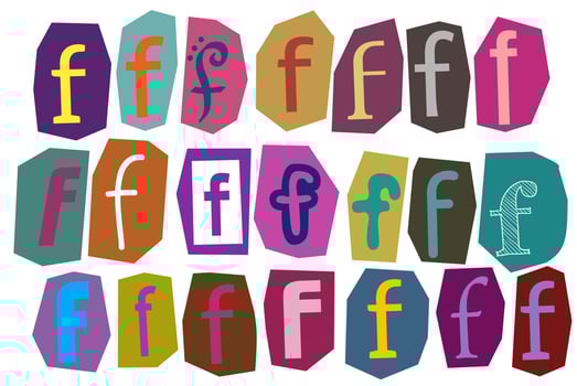 Alphabet f- vector cut newspaper and magazine letters, paper style ransom note letter