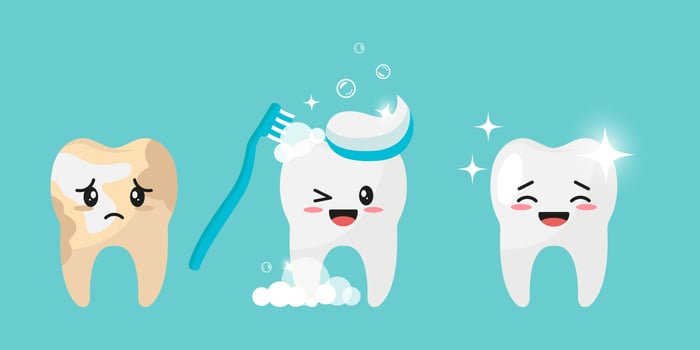 Set of cute Teeth characters with Kawaii faces. Children's Teeth health concept. Vector illustration.