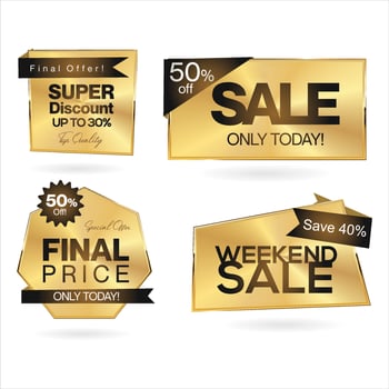 Collection of golden premium badge stickers and seals vector