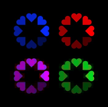 Loading love symbols on black background. Coming soon love. vector