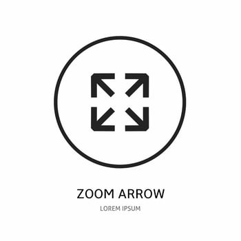 Zoom arrow icon illustration sign for logo. Stock vector. vector