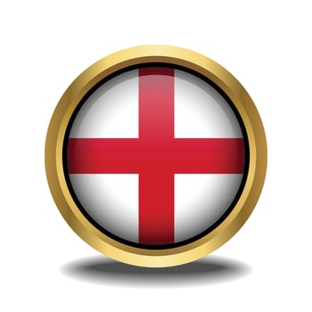England Flag circle shape button glass in frame golden vector