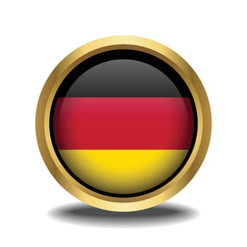 Germany Flag circle shape button glass in frame golden vector