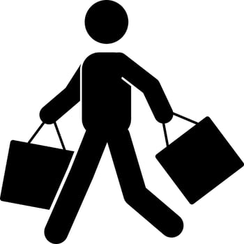 shopping. online shopping. cashier. queue. courier. package. market vector