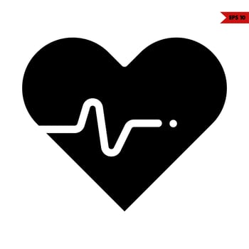 Heart Beat in heart glyph icon vector