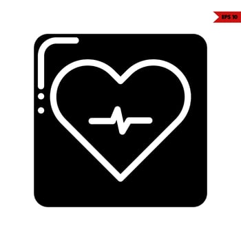 heart beat in frame glyph icon vector