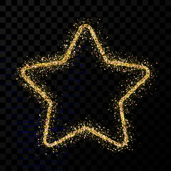 Gold glitter star with shiny sparkles on dark vector