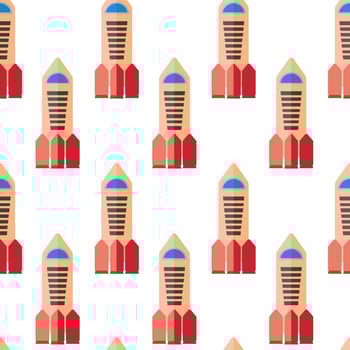 Seamless pattern with space rocket. Vector illustration.