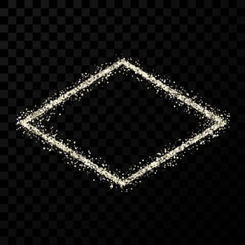 Silver glitter frame. Rhombus frame with shiny sparkles on dark vector