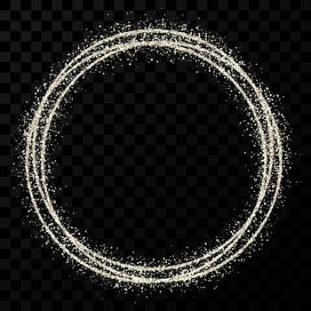 Silver circle frame. Modern shiny frame with light effects isolated on dark vector