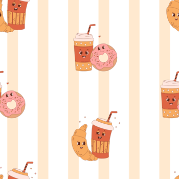 seamless pattern. coffee to go, donut and croissant png