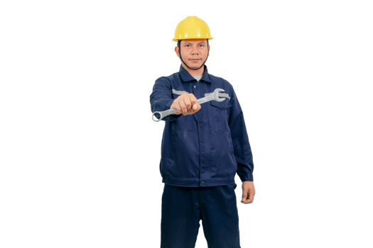 A man wearing a mechanic's work uniform png