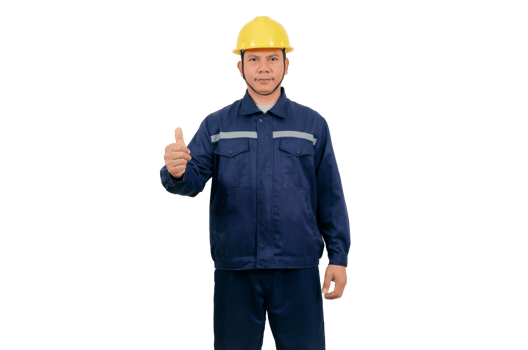 A man wearing a mechanic's work uniform png
