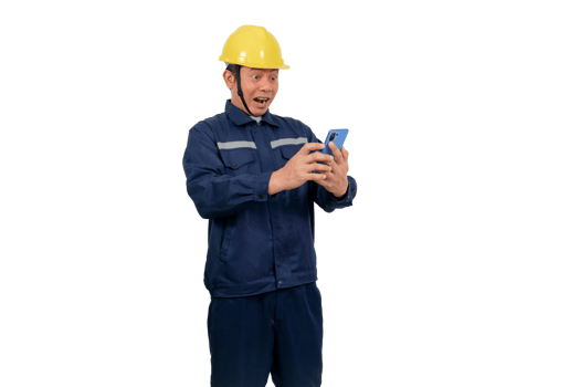 A man wearing a mechanic's work uniform png